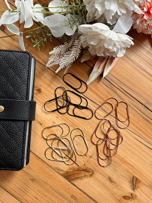 Große Büroklammern – 5er Set in Schwarz, Roségold oder Gold | Budget Binder & Cash Stuffing Accessoires