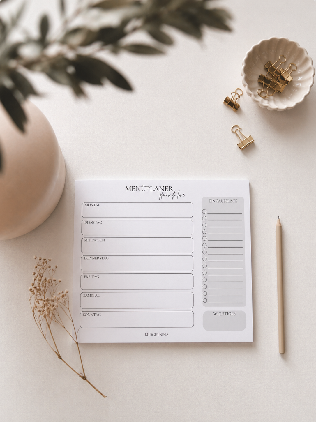 Menü Planer A5 / Menuplanner A5
