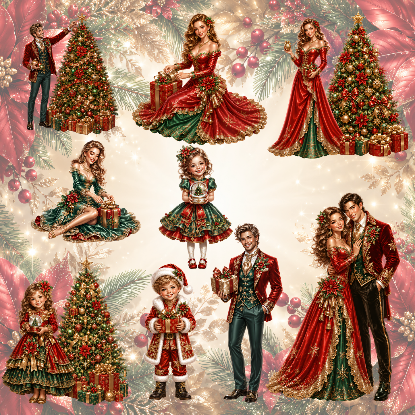 Weihnachten Klassik Clipart Set – 57 Festliche PNGs in Rot & Grün