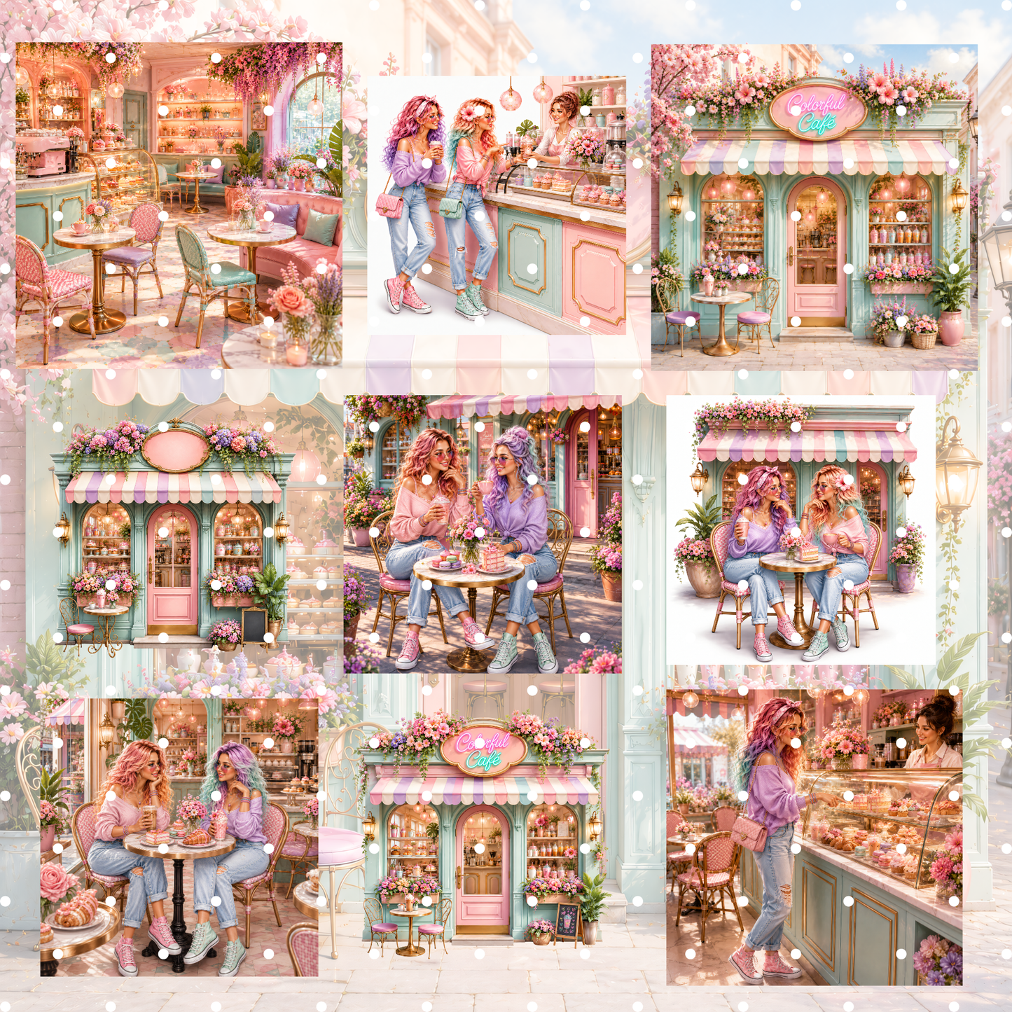 Colorful Café Clipart Set – 30 Pastell Sommer & Kaffeehaus PNGs