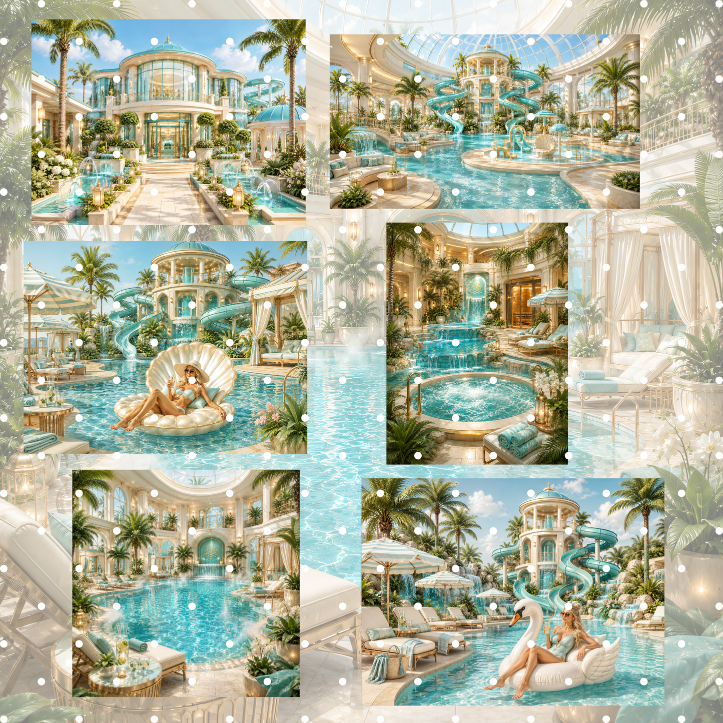 Badewelt Clipart Set – 30 Luxuriöse Pool & Wasserpark PNGs