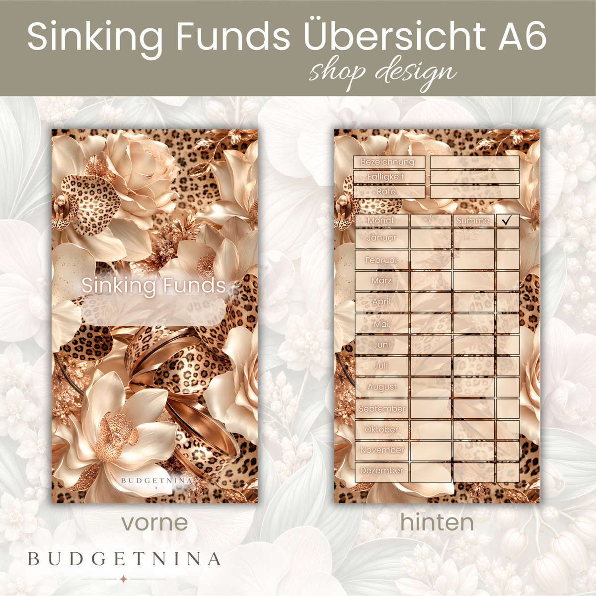 Sinking Funds Tracker A6 Leo Glam Champagner