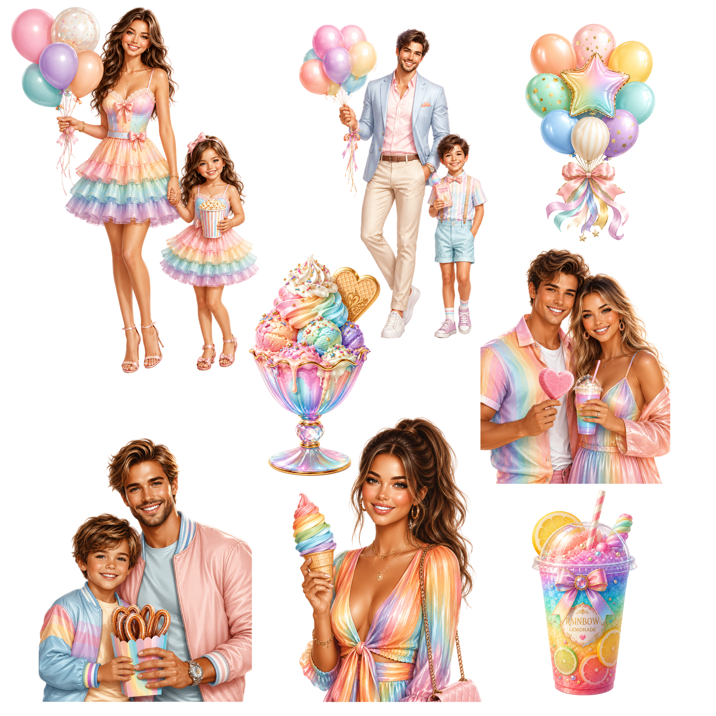 Digitales Clipart Set - Pastel Color Fun Parc Collection (50 PNG, 300 DPI)