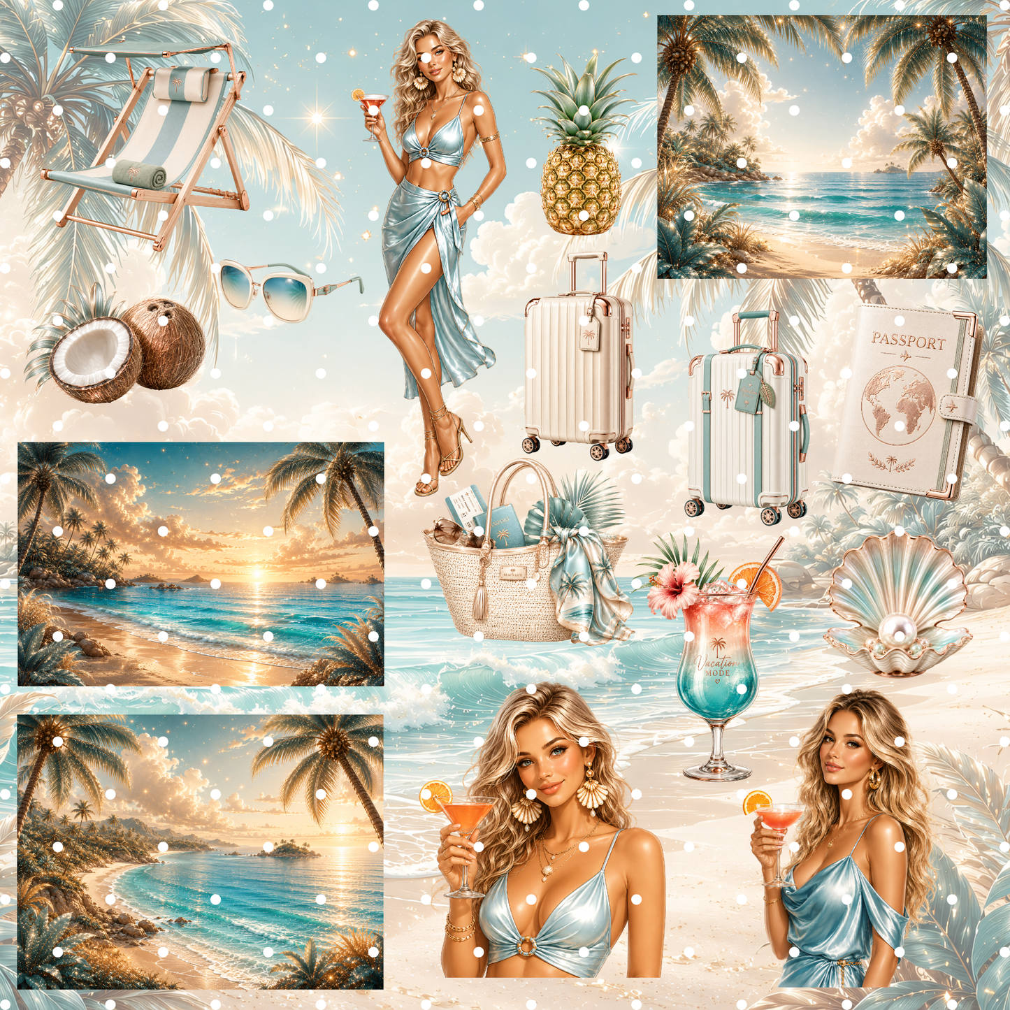 Azur Beach Clipart Set – 54 Sommer & Urlaubs PNGs