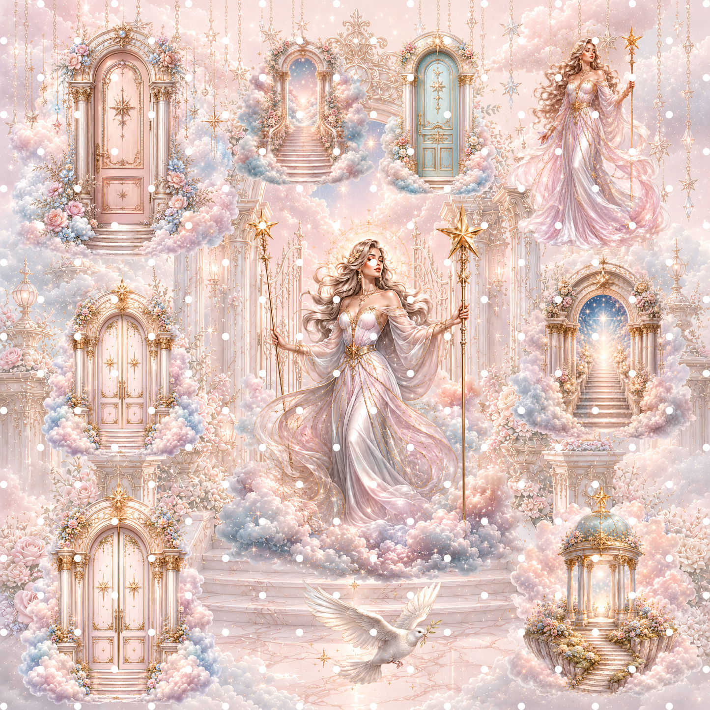 Heaven Wishes Clipart Set 38 PNG | Engel Himmel Traumfänger Bilder | Powdery Rose Gold Fantasy Grafiken | Free Commercial Use Digital Download