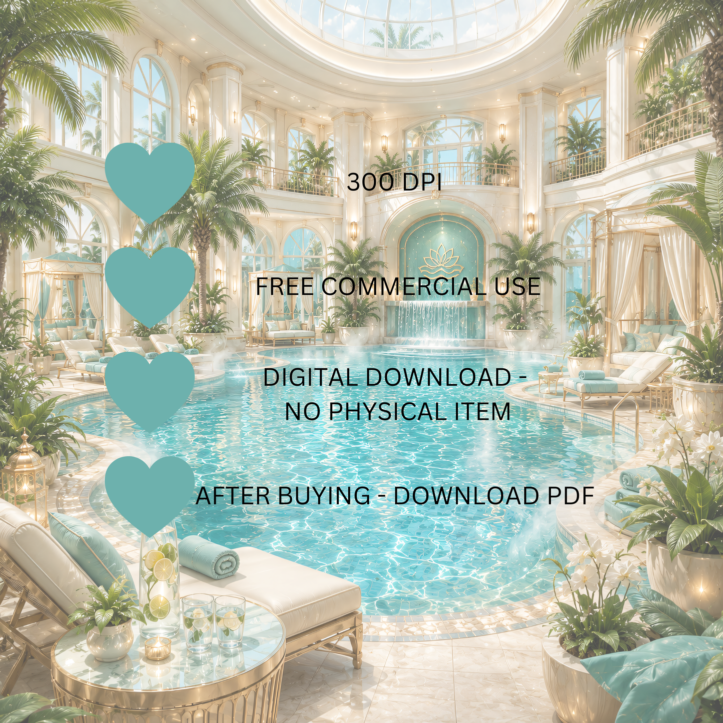 Badewelt Clipart Set – 30 Luxuriöse Pool & Wasserpark PNGs