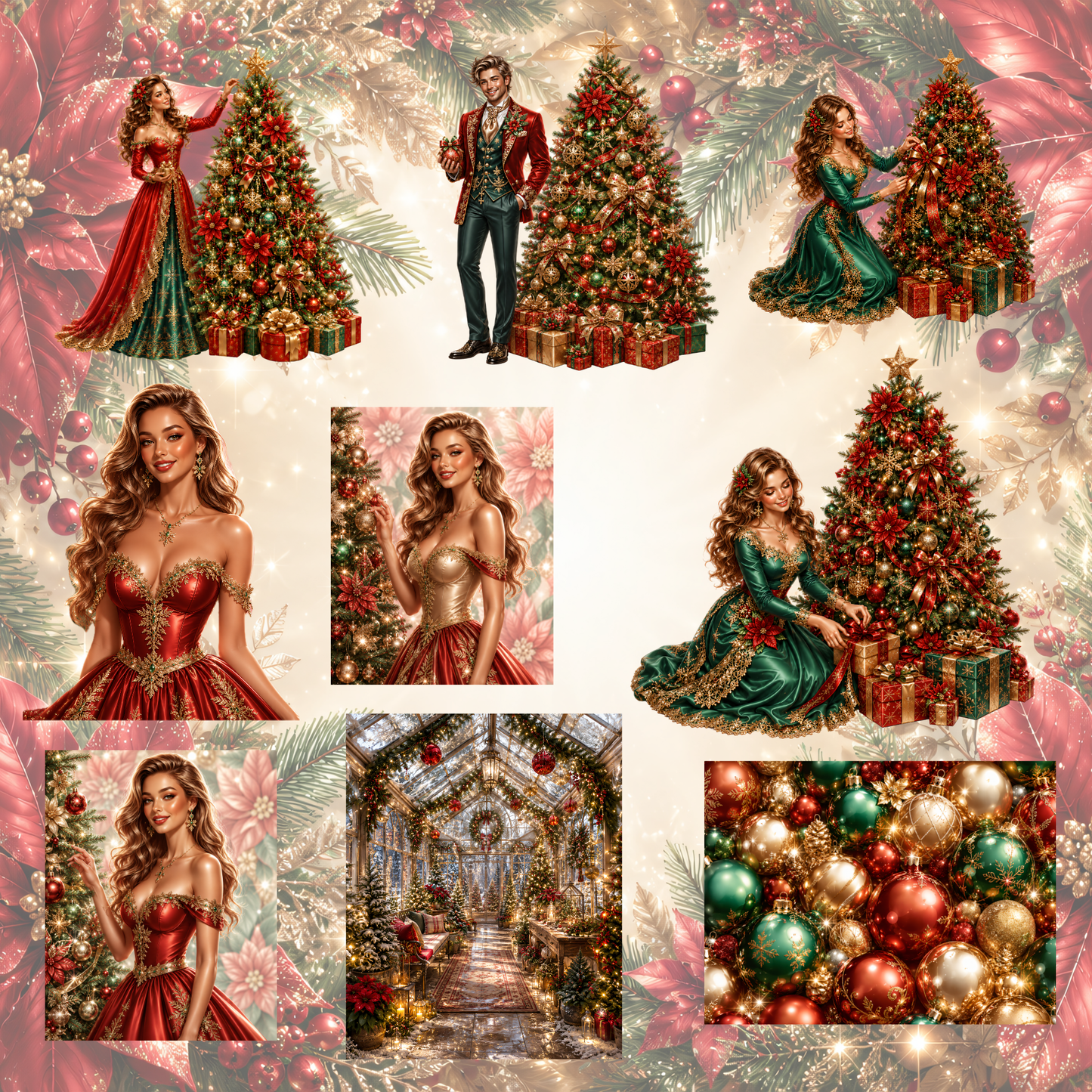 Weihnachten Klassik Clipart Set – 57 Festliche PNGs in Rot & Grün
