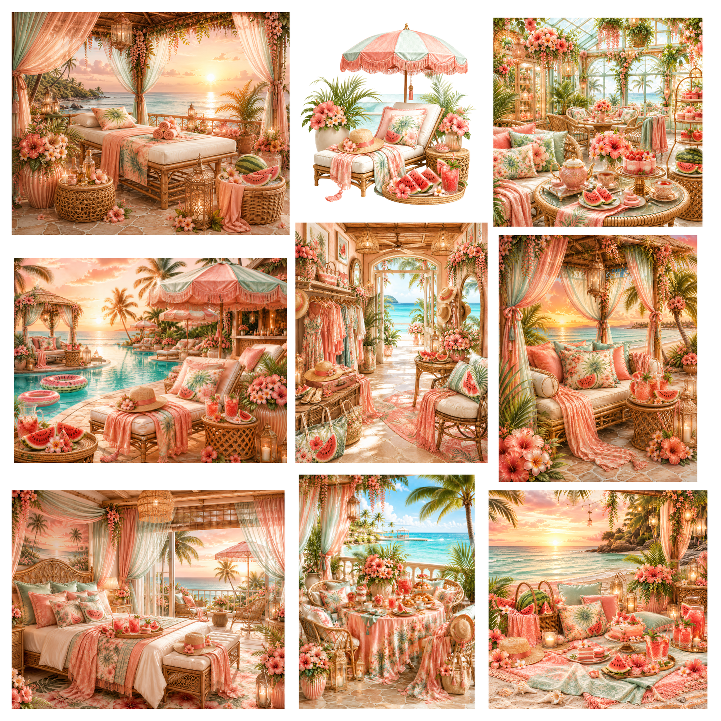 Watermelon Summer Clipart Set – 37 PNG