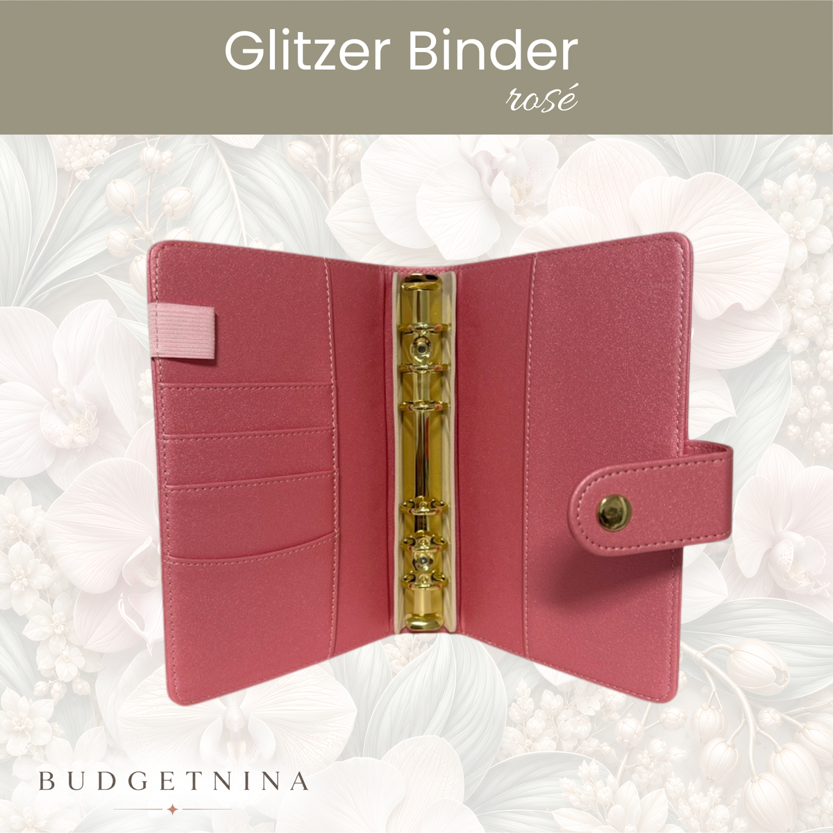 Glitzer Binder A6 - rosé / Champagner
