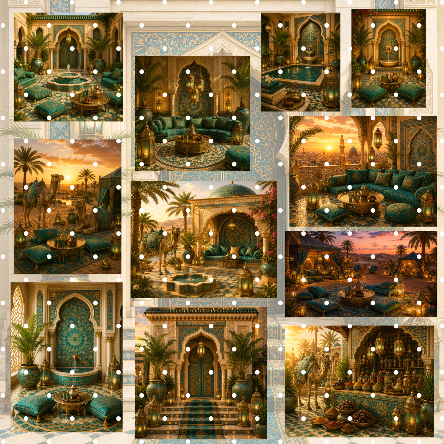 Marokko Türkis Clipart Set – 56 Orientalische Reise & Wüsten PNGs