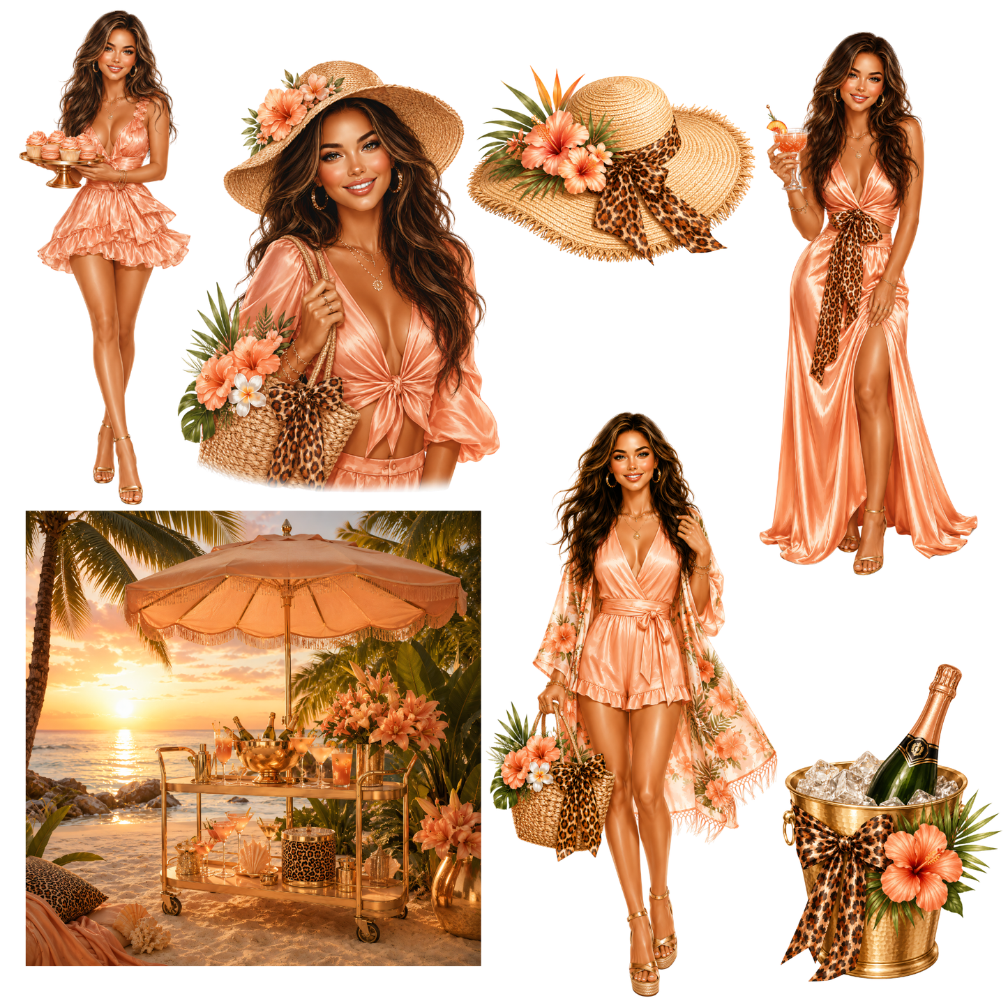 Digitales Clipart Set - Beach Leo Bar Collection (32 PNG, 300 DPI)