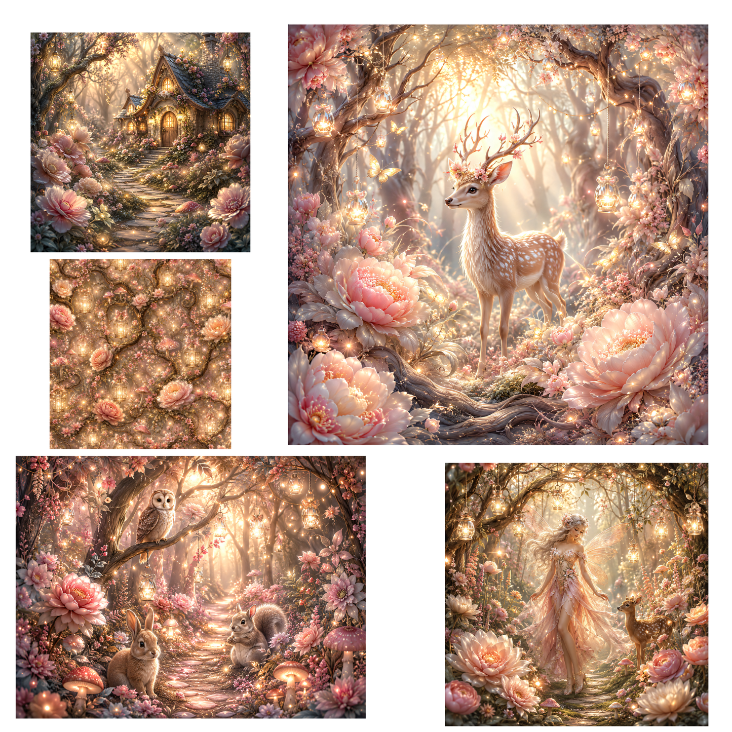 Enchanted Woodland Magic Clipart Set – Magischer Wald & Feen (33 PNG)