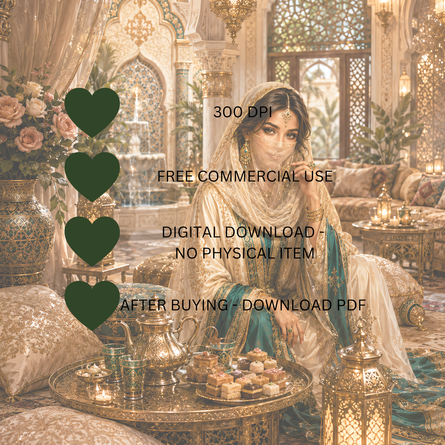 Marokko Emerald Clipart Set – 37 Orientalische Luxus & Reise PNGs