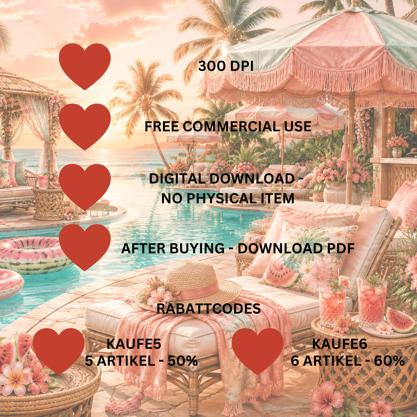 Watermelon Summer Clipart Set – 37 PNG