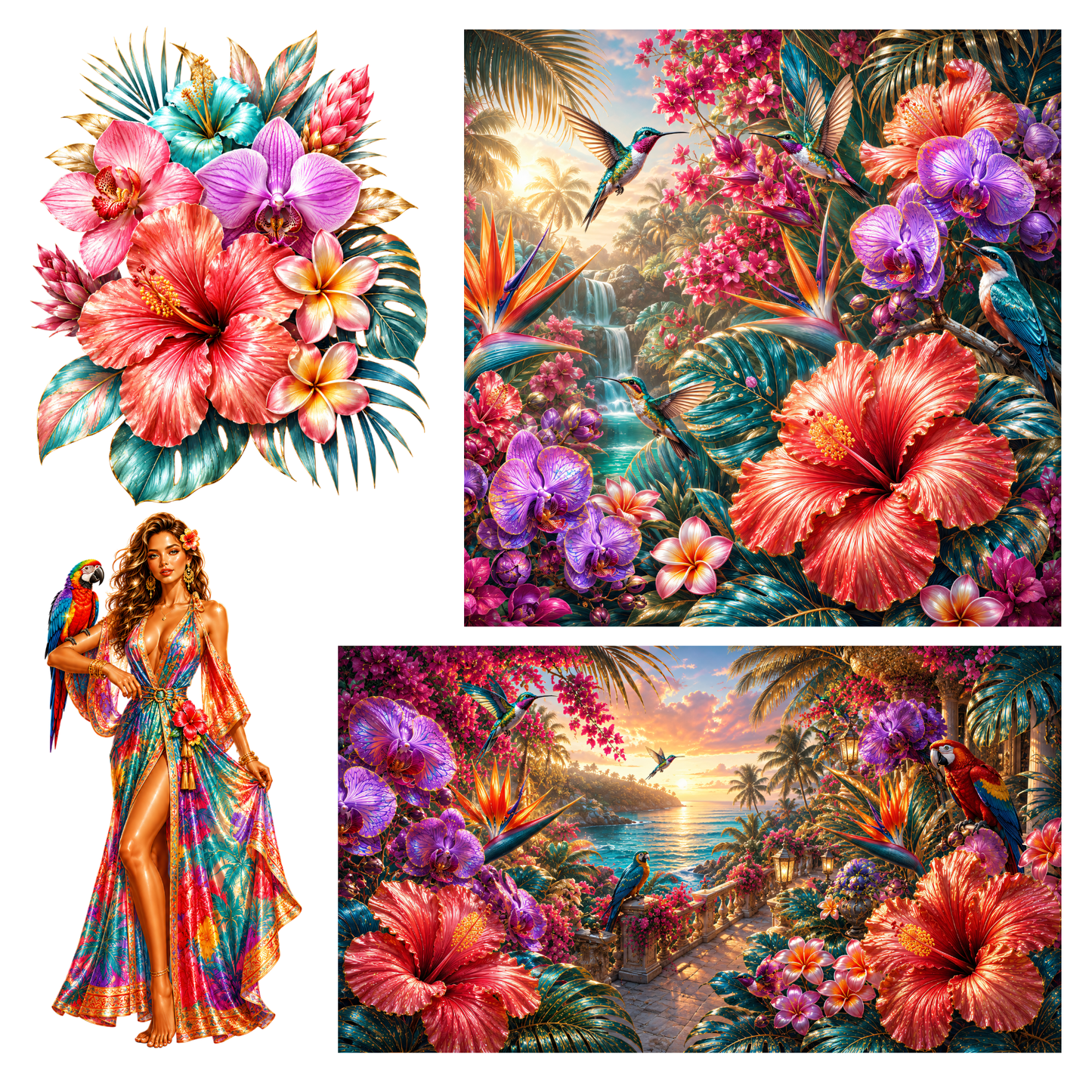 Colorful Tropic Clipart Set – 46 Tropische Sommer PNGs (300 DPI)