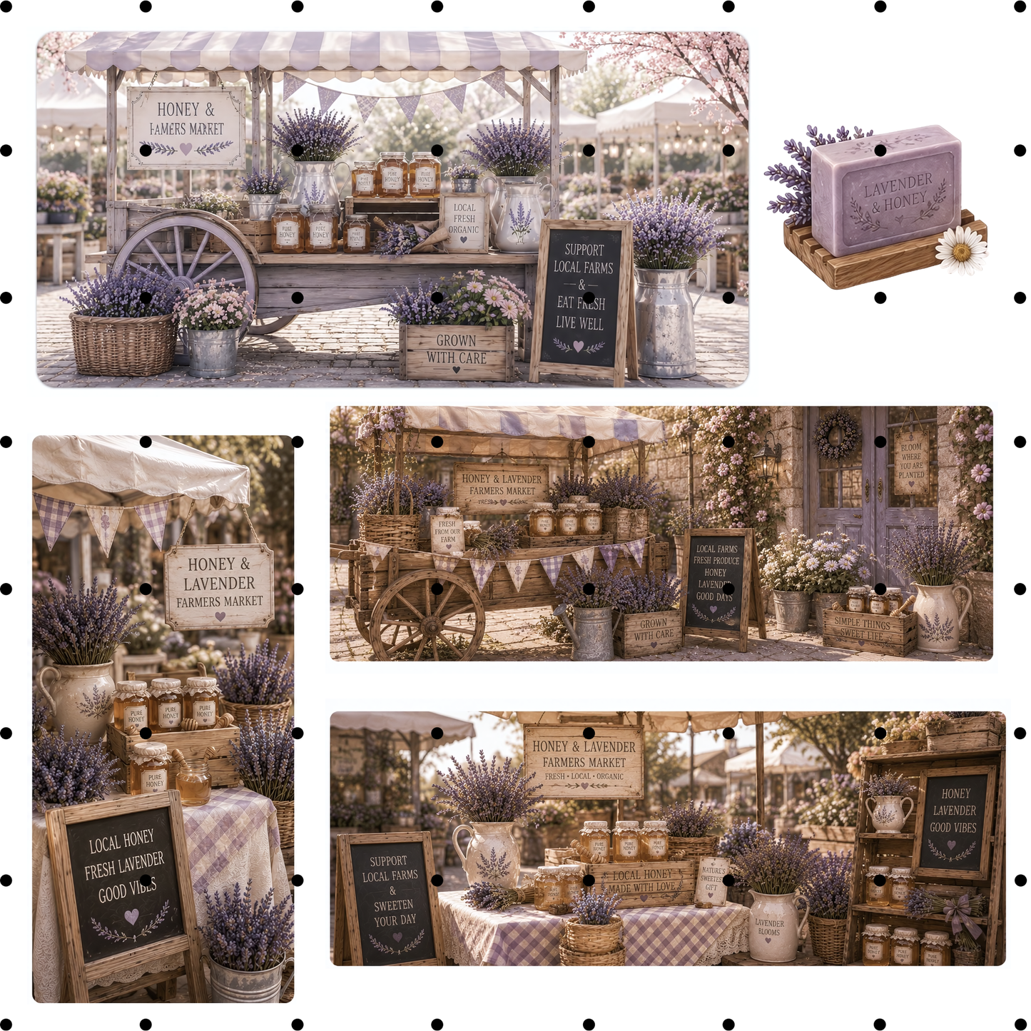 Lavender & Honey Clipart Bundle - 55 Aesthetic PNGs - Rustic Provence Farmhouse Art