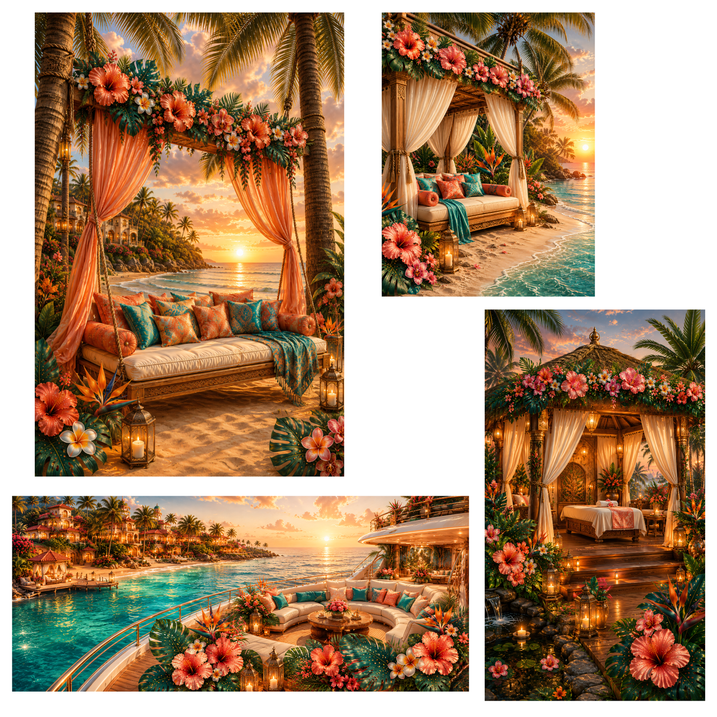 Tropical Resort Clipart Set – 35 Luxus Urlaub & Sommer PNGs (300 DPI)