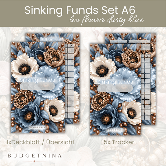 Sinking Funds Set A6 - Leo flower dusty blue