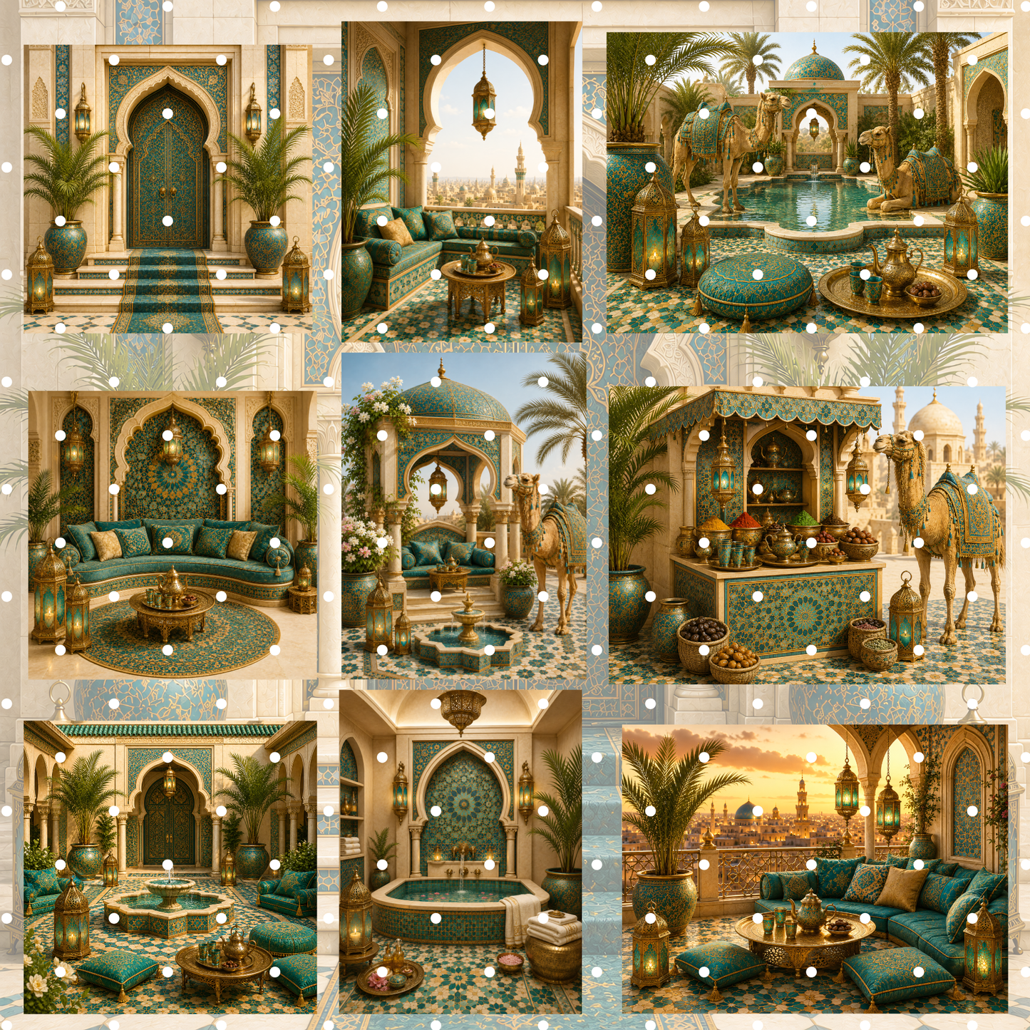 Marokko Türkis Clipart Set – 56 Orientalische Reise & Wüsten PNGs