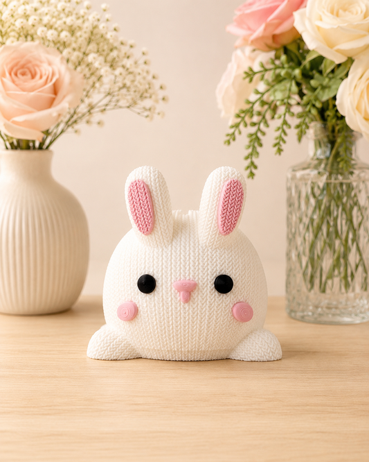 Spardose Hase in Strick-Optik (3D-Druck) – Wiederverwendbar