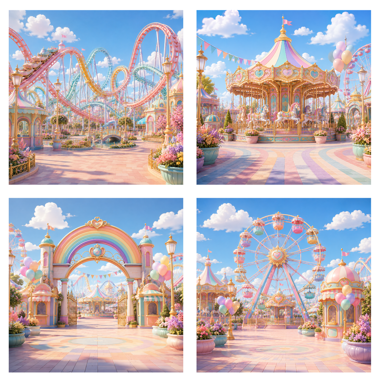 Digitales Clipart Set - Pastel Color Fun Parc Collection (50 PNG, 300 DPI)