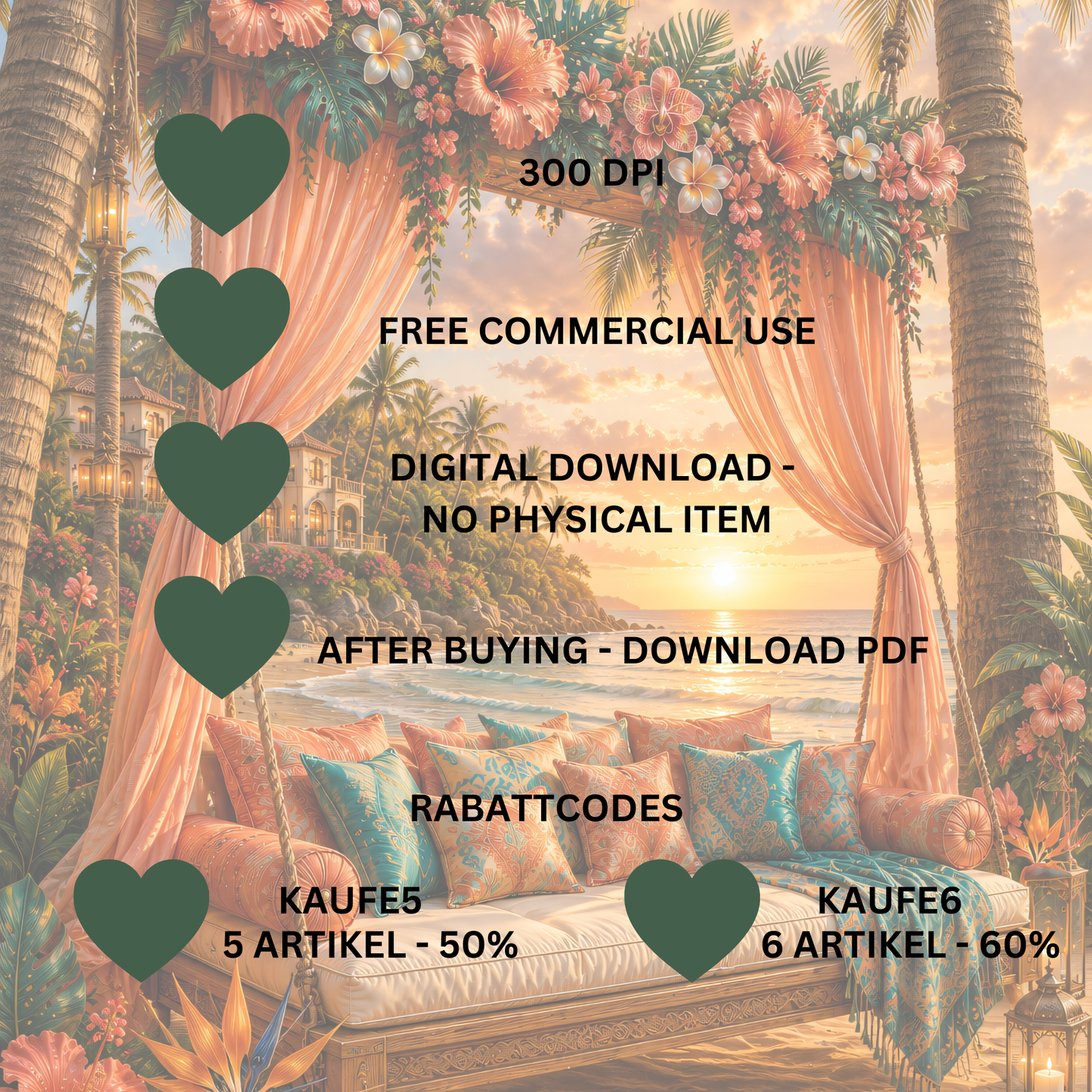 Tropical Resort Clipart Set – 35 Luxus Urlaub & Sommer PNGs (300 DPI)