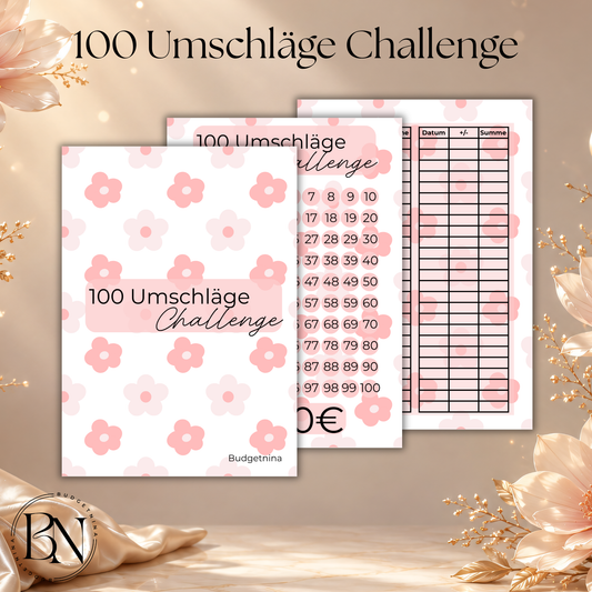 100 Umschläge Challenge Blumen rosa/weiß