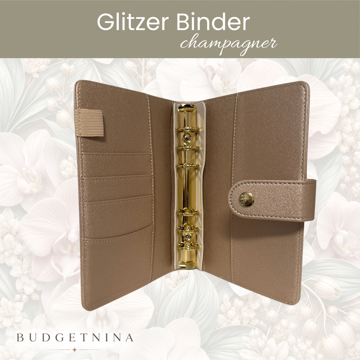 Glitzer Binder A6 - rosé / Champagner