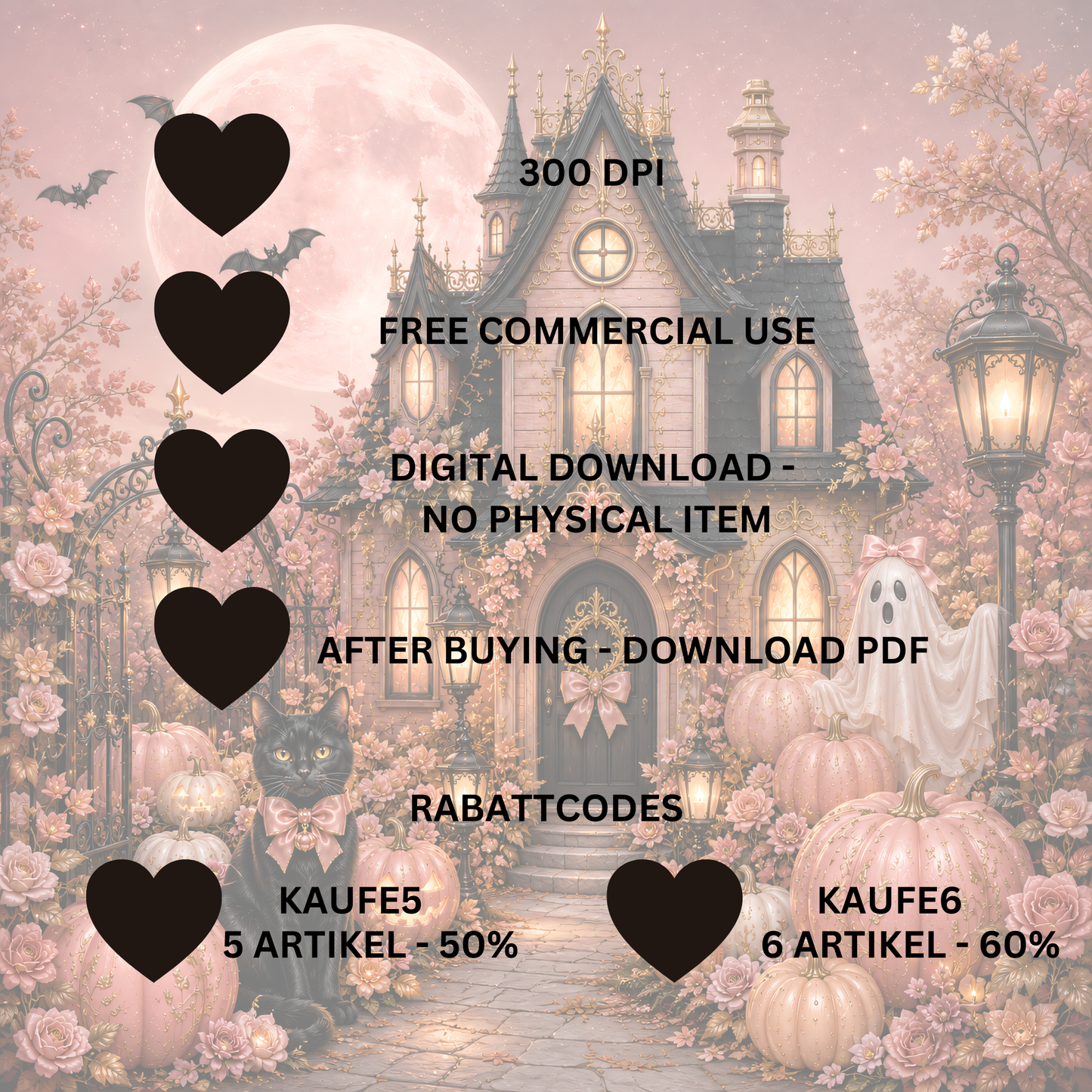 Pink Halloween Clipart Set – 47 Hochwertige Grafiken