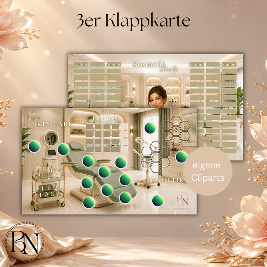 3er Klappkarte "Kosmetik Studio" – XL Beauty Sparchallenge