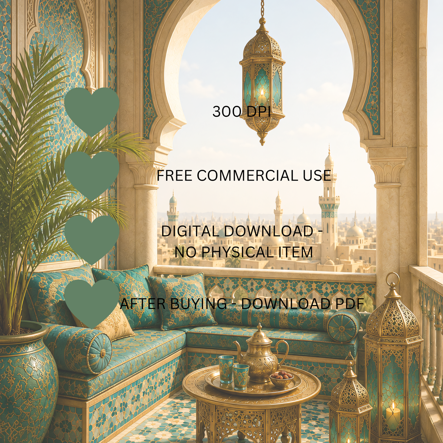 Marokko Türkis Clipart Set – 56 Orientalische Reise & Wüsten PNGs