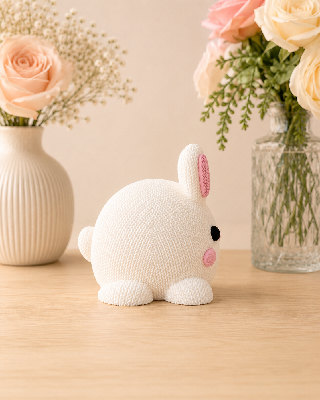 Spardose Hase in Strick-Optik (3D-Druck) – Wiederverwendbar