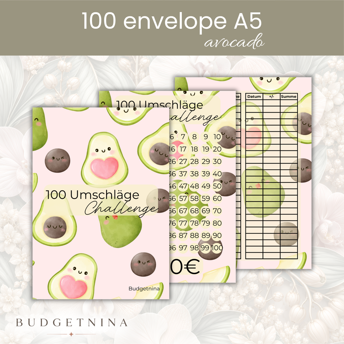 100 Umschläge Challenge Avocado