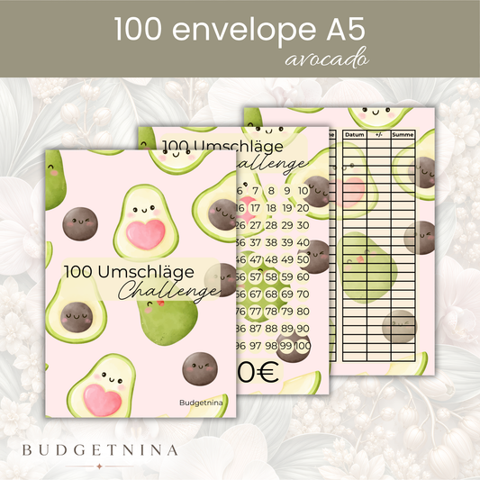 100 Umschläge Challenge Avocado