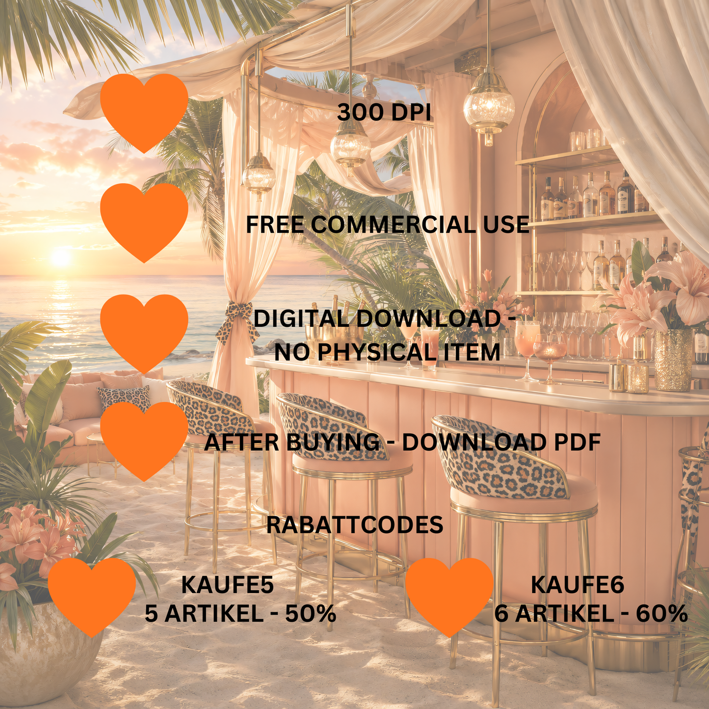 Digitales Clipart Set - Beach Leo Bar Collection (32 PNG, 300 DPI)