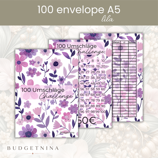 100 Umschläge Challenge lila Blumen