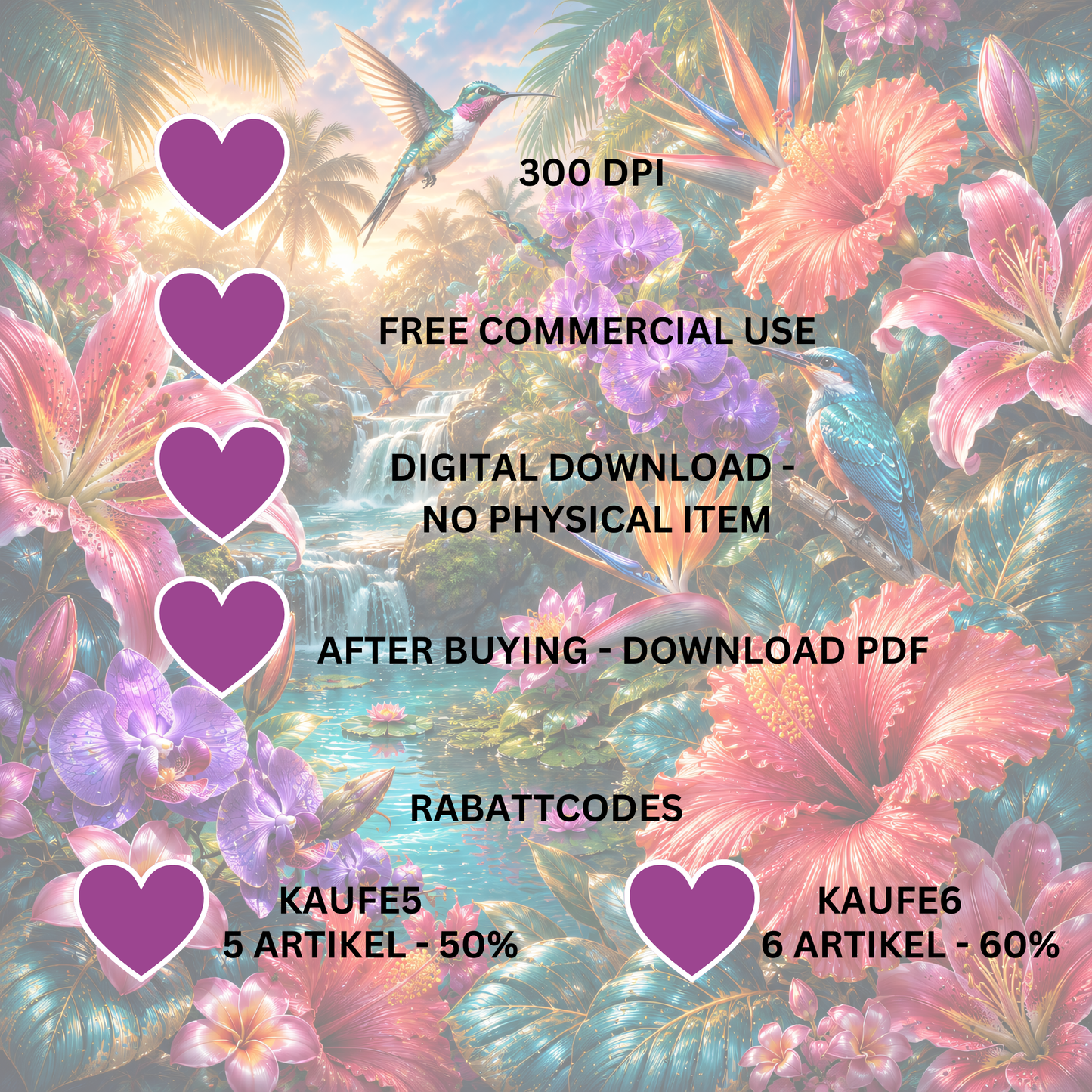 Colorful Tropic Clipart Set – 46 Tropische Sommer PNGs (300 DPI)