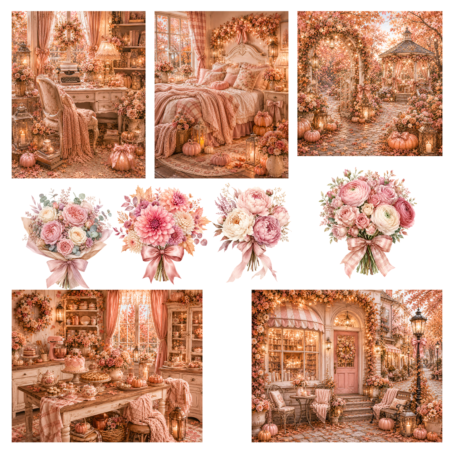 Pink Lovely Autumn Clipart Mega-Set – 102 süße Rosa Herbst PNGs (300 DPI)