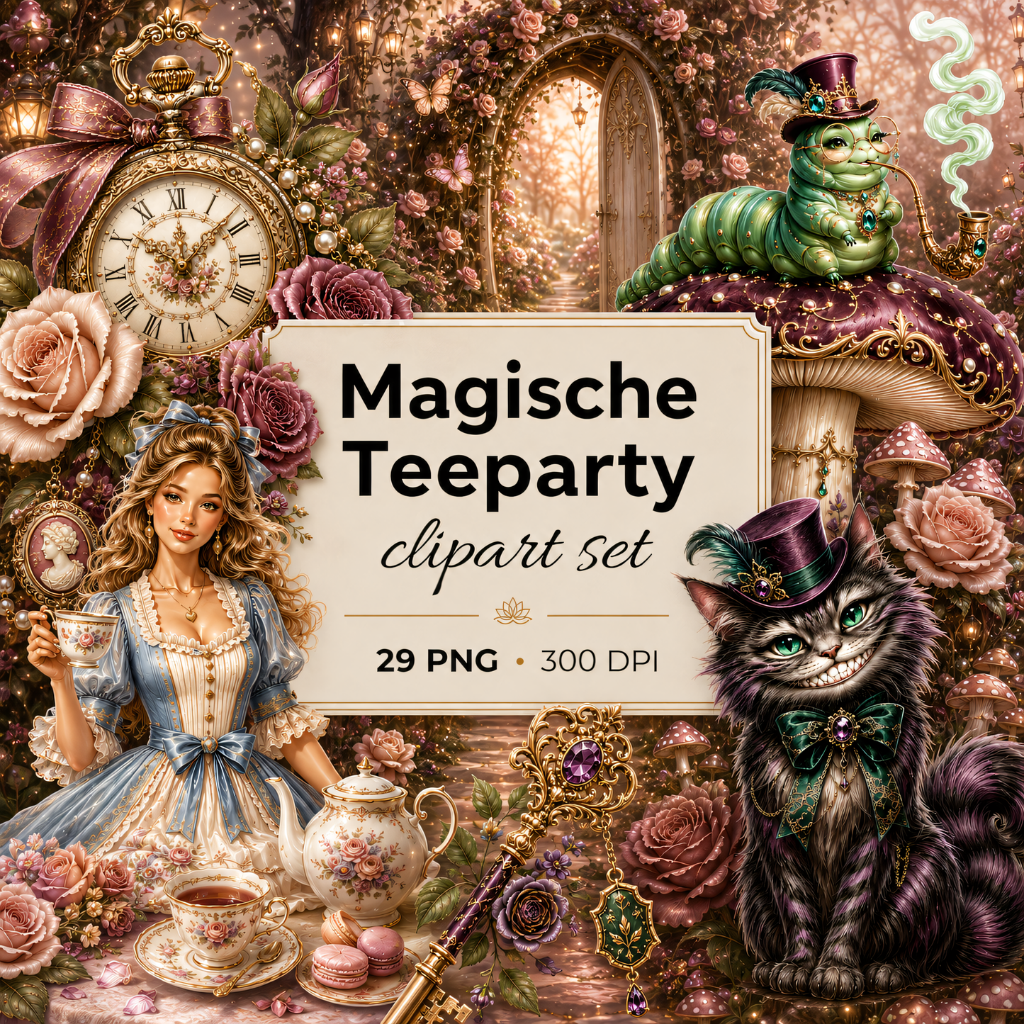 Magische Teeparty Clipart Set – 29 Märchen & Fantasy PNGs