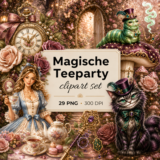 Magische Teeparty Clipart Set – 29 Märchen & Fantasy PNGs
