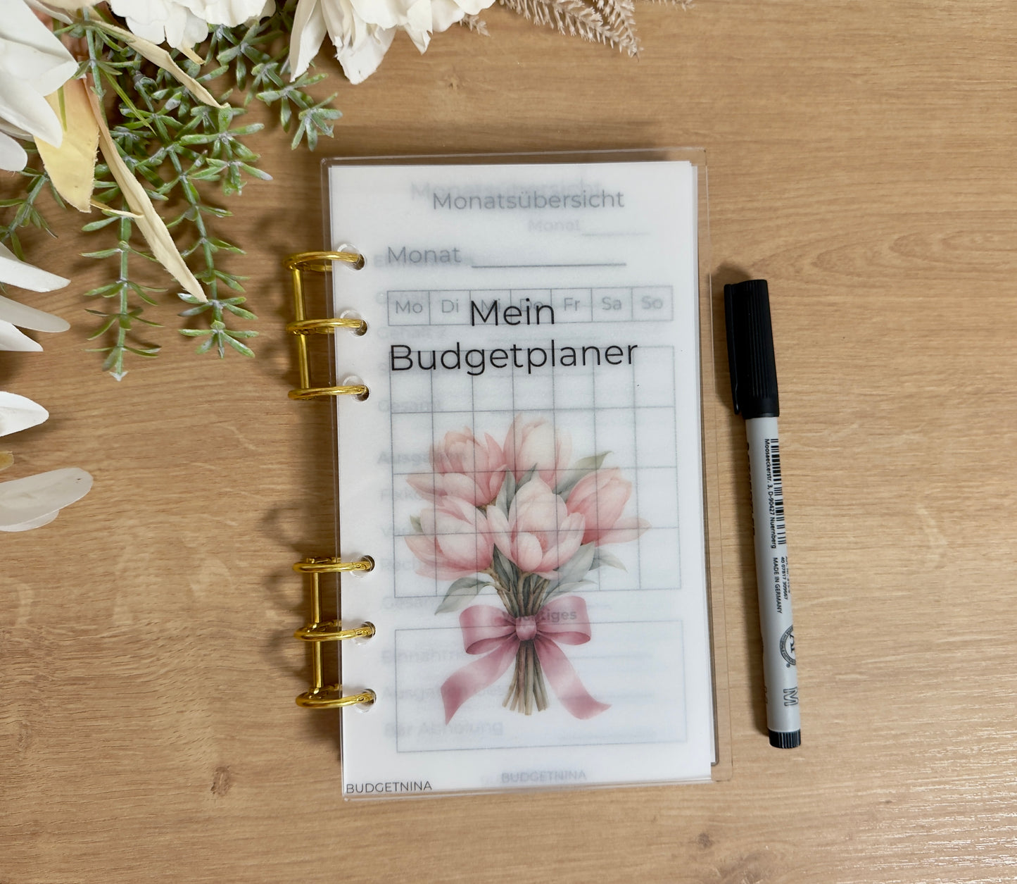 Wiederverwendbarer A6 Budgetplaner – Matt laminiertes Transparentpapier