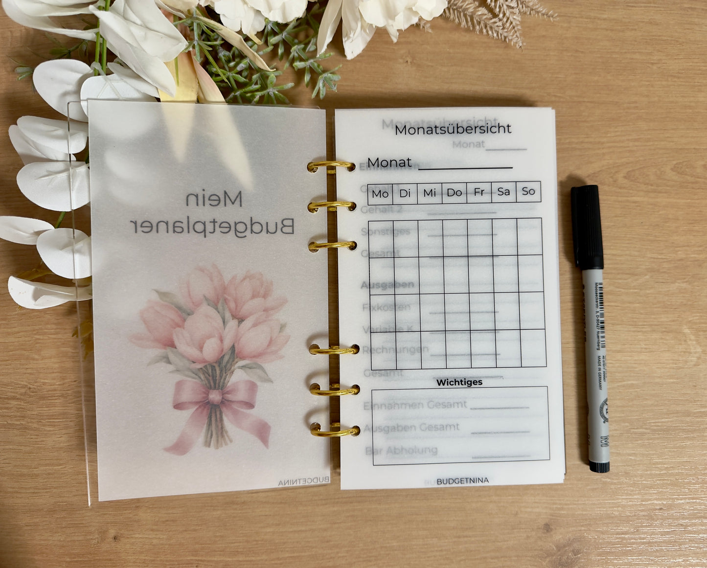 Wiederverwendbarer A6 Budgetplaner – Matt laminiertes Transparentpapier