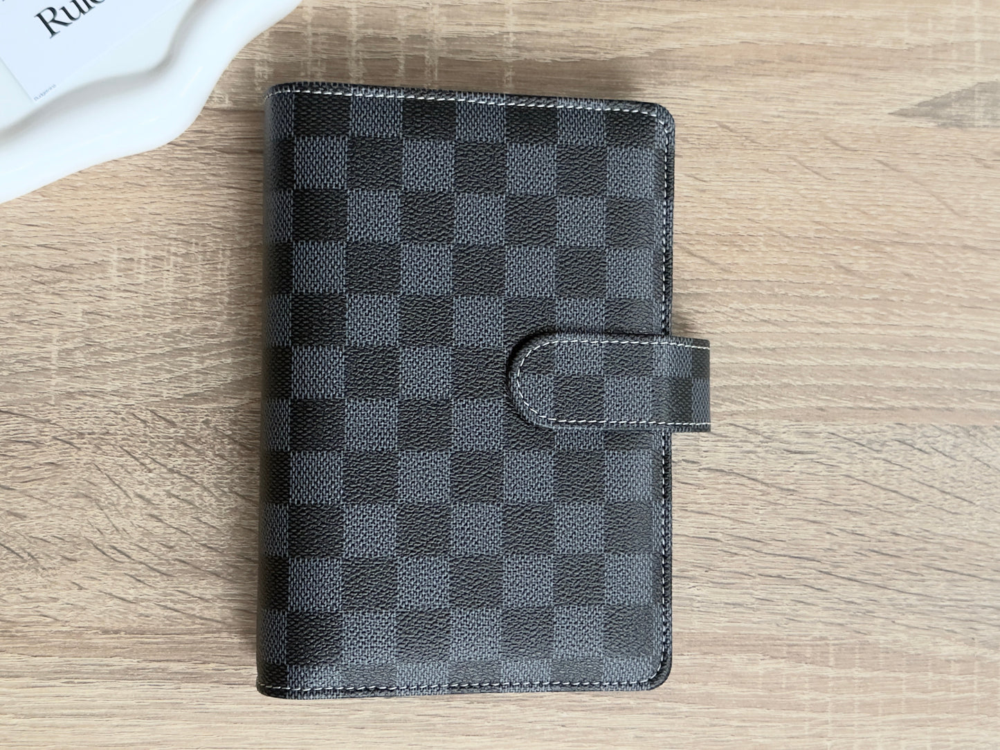 A6 Binder "Karo" Braun&Schwarz - goldene Hardware