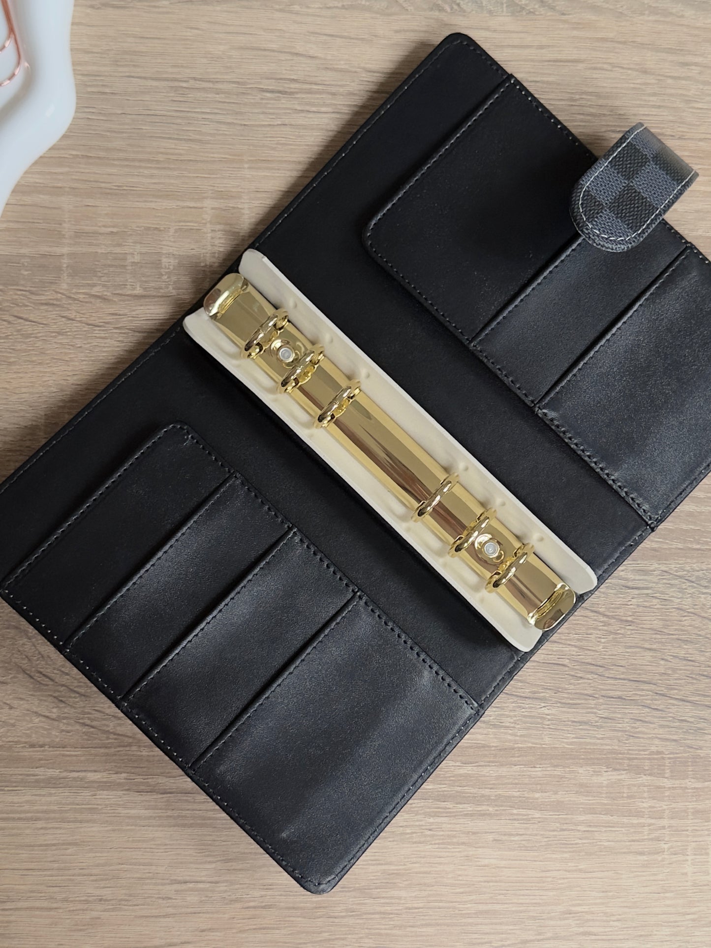 A6 Binder "Karo" Braun&Schwarz - goldene Hardware