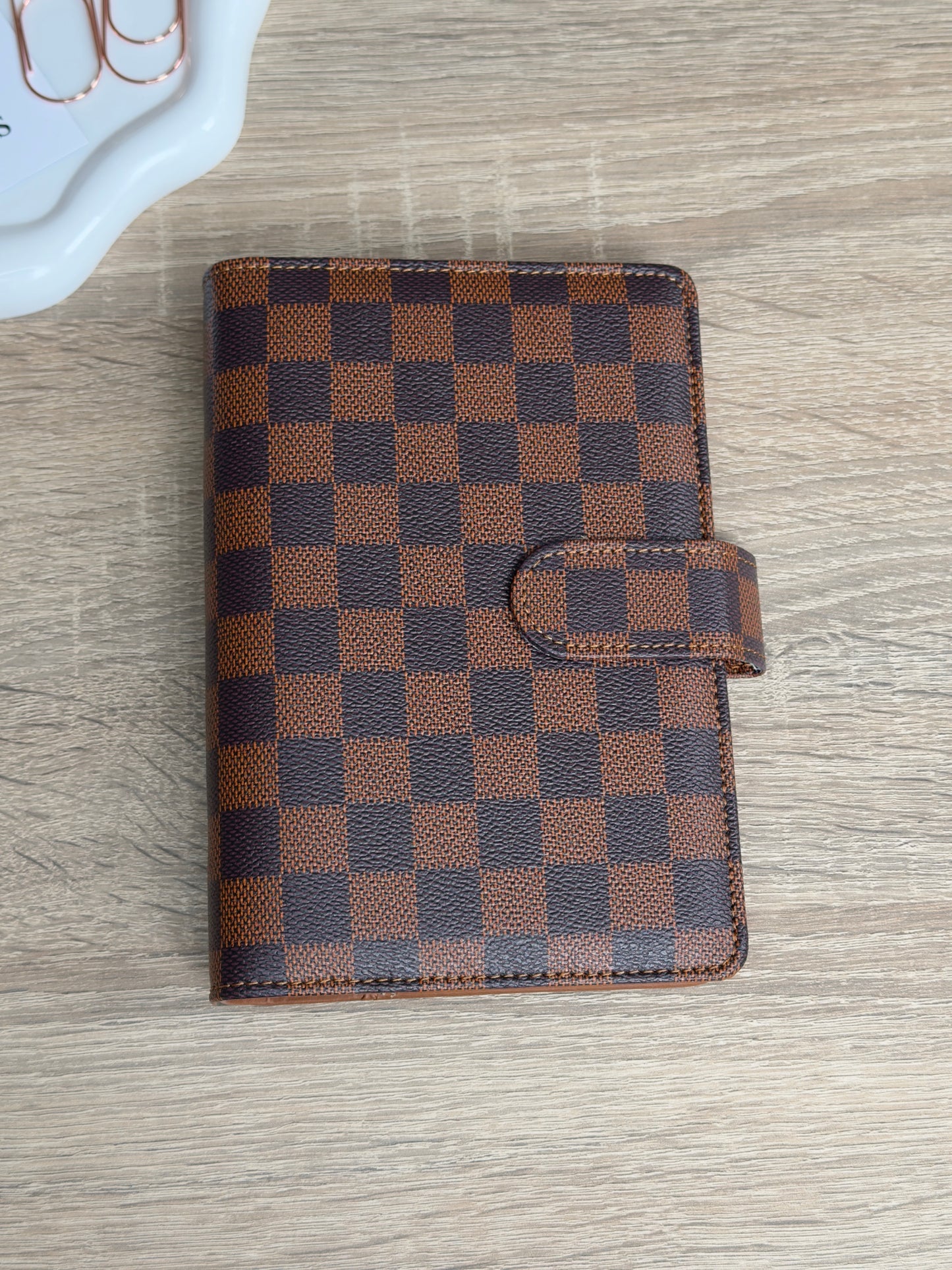 A6 Binder "Karo" Braun&Schwarz - goldene Hardware